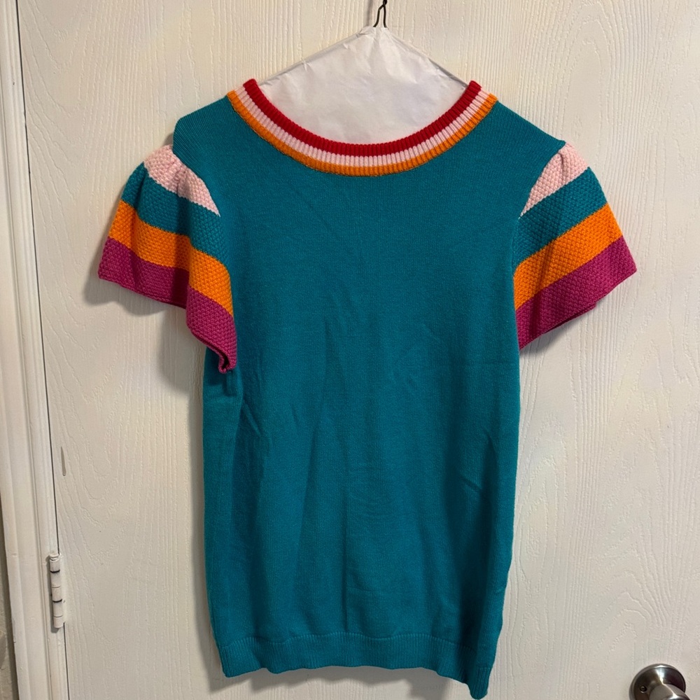 NWOT Perfect Playlist Colorblock Knit Small Striped Sleeve Sweater‎ Top Colorful